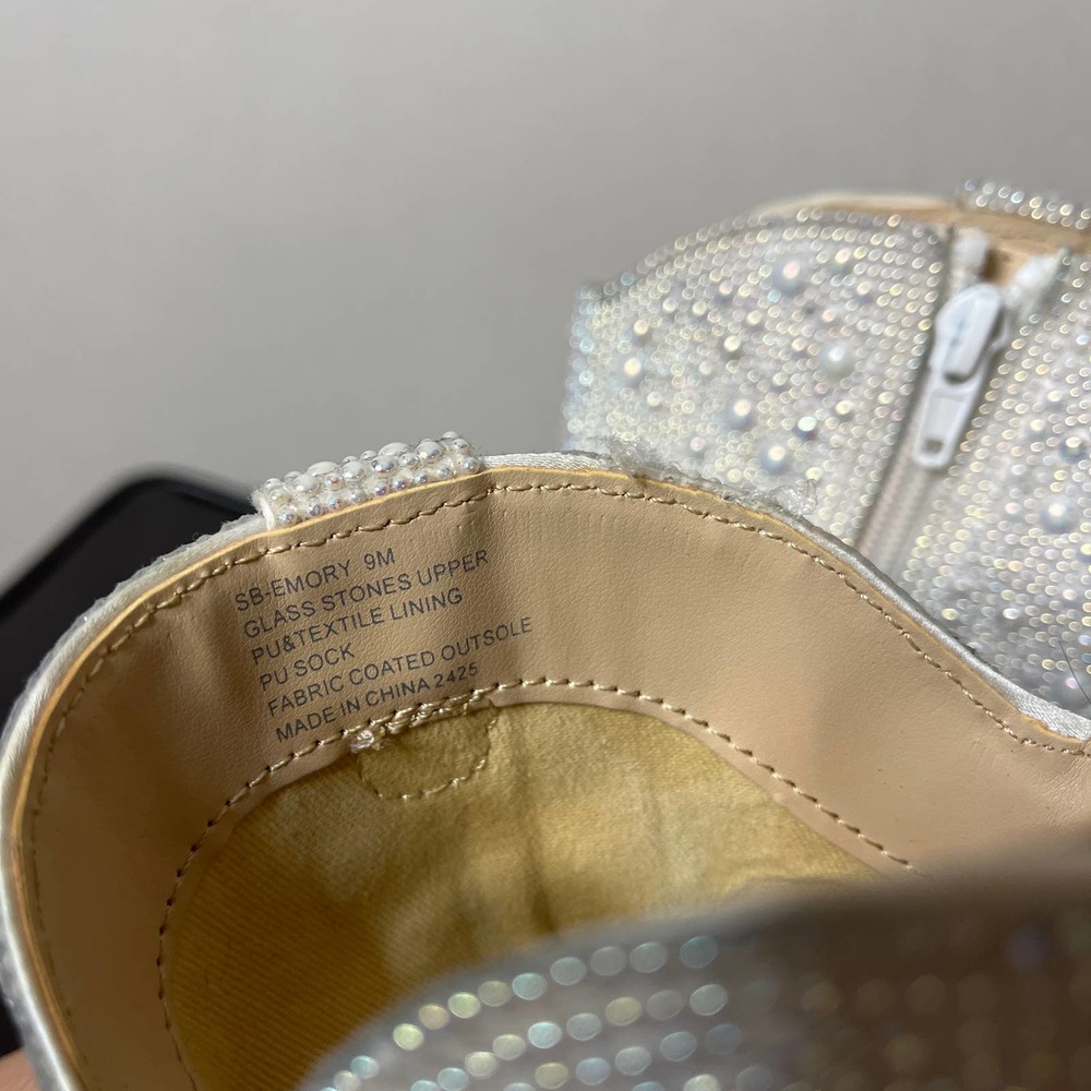 Betsey Johnson Cream Pearl-Embellished Western Ankle Boots - Picture 6 of 8